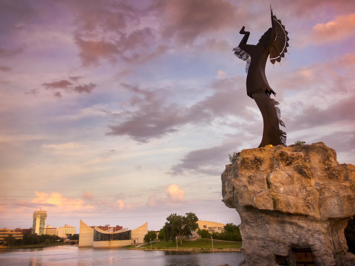 Keeper of the Plains statue in Wichita, Kansas